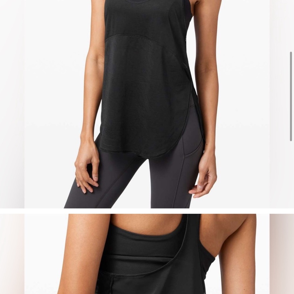 Lululemon twist around 2 in 1 tank sheer lightweight built in bra black